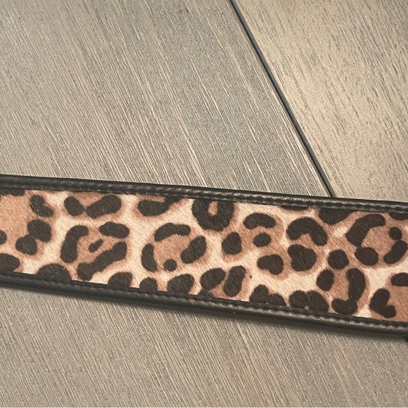 Chico’s Genuine Leather pony heather elastic stretch belt silver buckle Size S - Picture 10 of 12